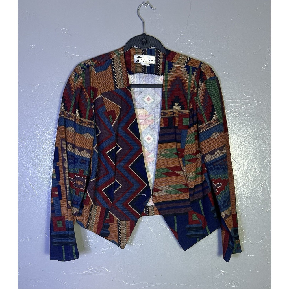 Med.  vintage Southwestern-print cropped blazer 1980's Or 90's Southwestern